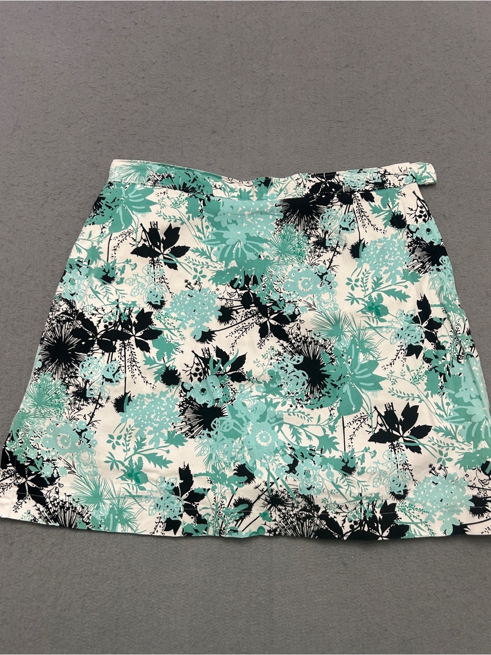 Floral A-Line Skirt in Mint and Black